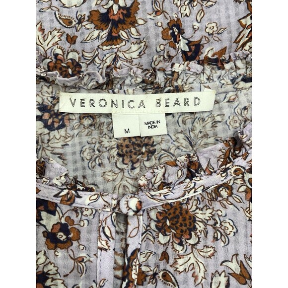 Womens Veronica Beard Viveca Top Med Floral Lavender Multi Cottagecore Boho - Picture 12 of 15